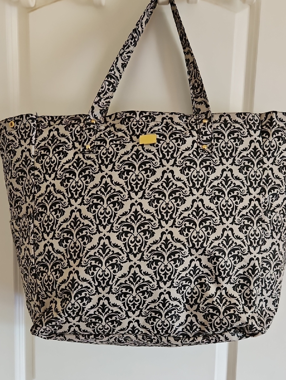 JM New York Black and Gray Patterned Tote Bag - Stylish Everyday Carry
